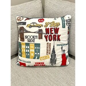 New‎ York City Throw Pillow Manhattan Brooklyn Souvenir Decor Accent Cushion
